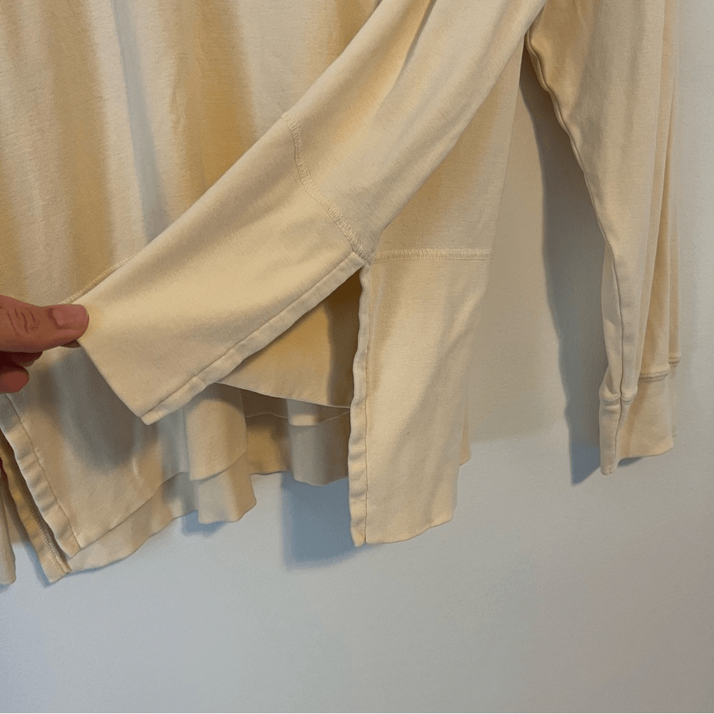 J. Jill Butter Yellow Supima Tunic Pullover Sweatshirt Size Large %100 Cotton