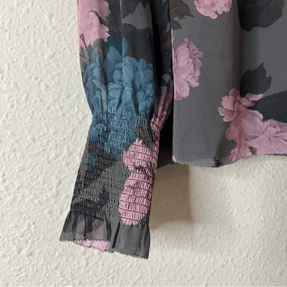 Aritzia Wilfred Valencia Long Sleeve Floral Chiffon Blouse Size Small