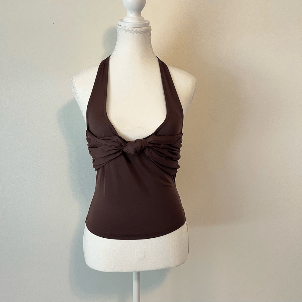 Sasha Therese Blair Halter Top Chocolate Brown NEW Size Small Y2K