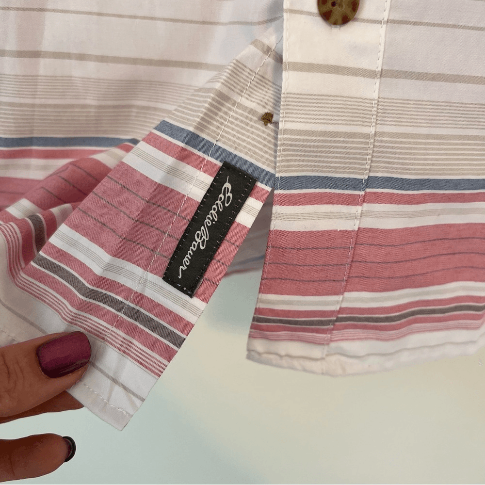 Eddie Bauer Men's Short Sleeve Striped On The Go Button Down Shirt NEW Size 2XL