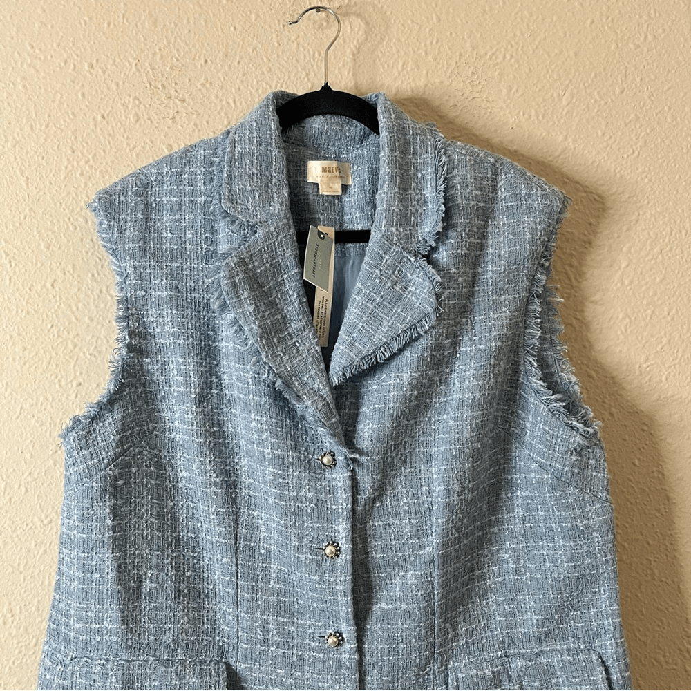 Anthropologie Maeve Sleeveless Tweed Blazer Mini Dress NEW Plus Size 18W in Blue