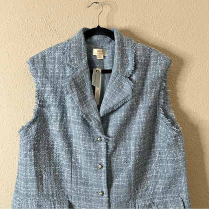 Anthropologie Maeve Sleeveless Tweed Blazer Mini Dress NEW Plus Size 18W in Blue