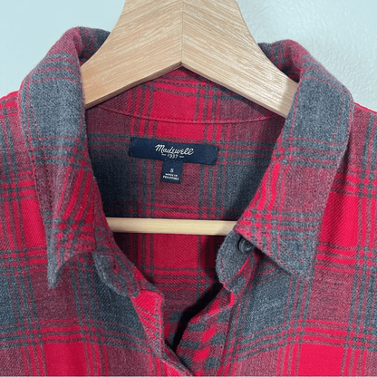 Madewell Ex-Boyfriend Plaid Flannel Button Down Shirt Long Sleeve Sz Small