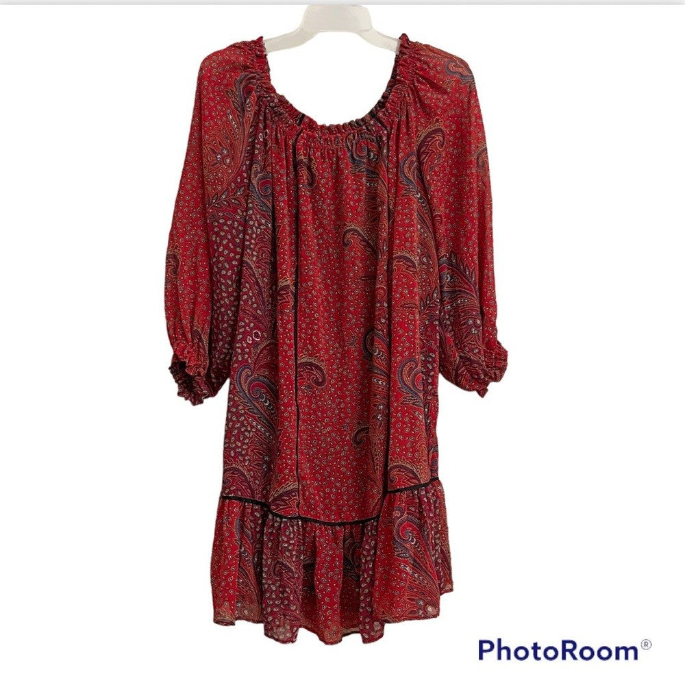 Zara Off The Shoulder Paisley Print Mini Dress Size Small
