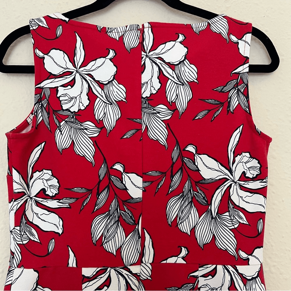 TALBOTS Red Floral Sleeveless Fit & Flare Mini Dress Size Small