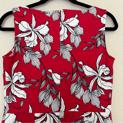 TALBOTS Red Floral Sleeveless Fit & Flare Mini Dress Size Small