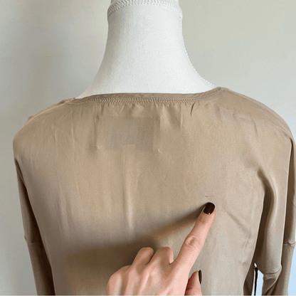 Brochu Walker Nadia Long Sleeve Silk Tee NEW Size Large in Tan