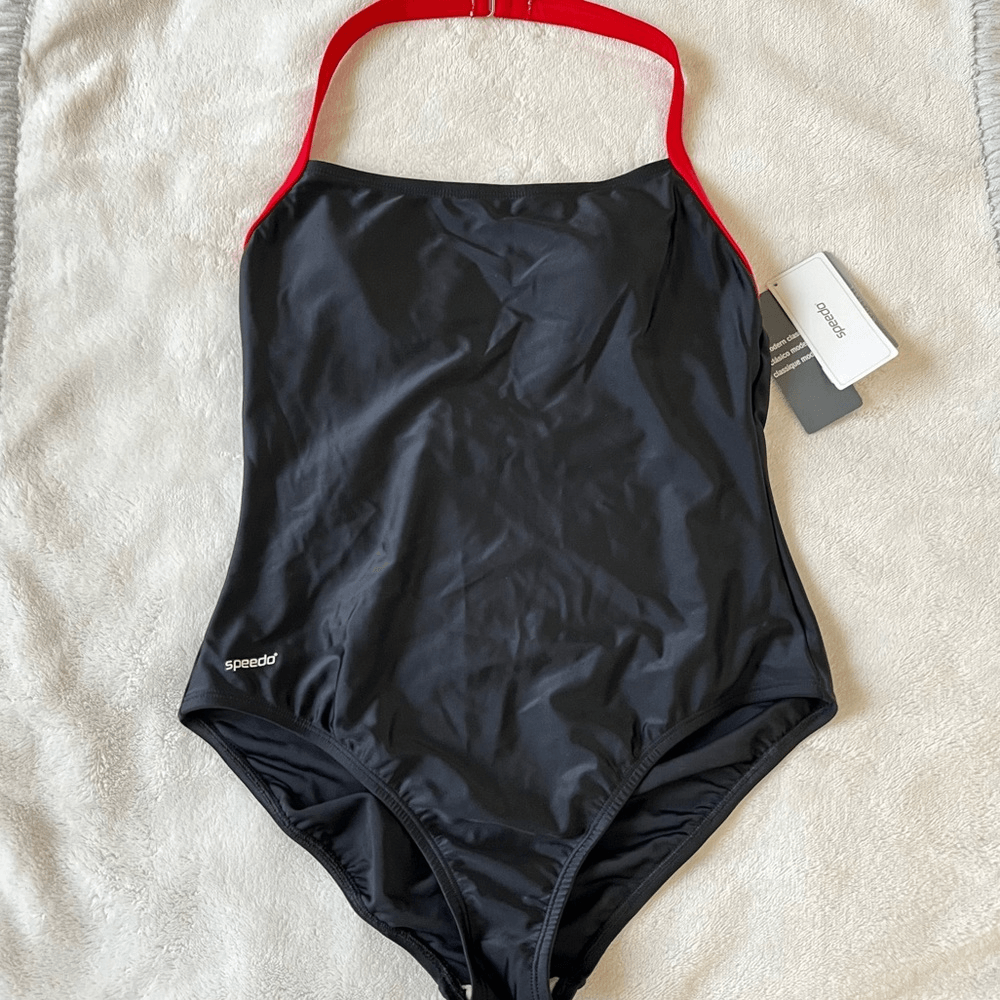 Speedo Onepiece Swimsuit Black NEW Size 14