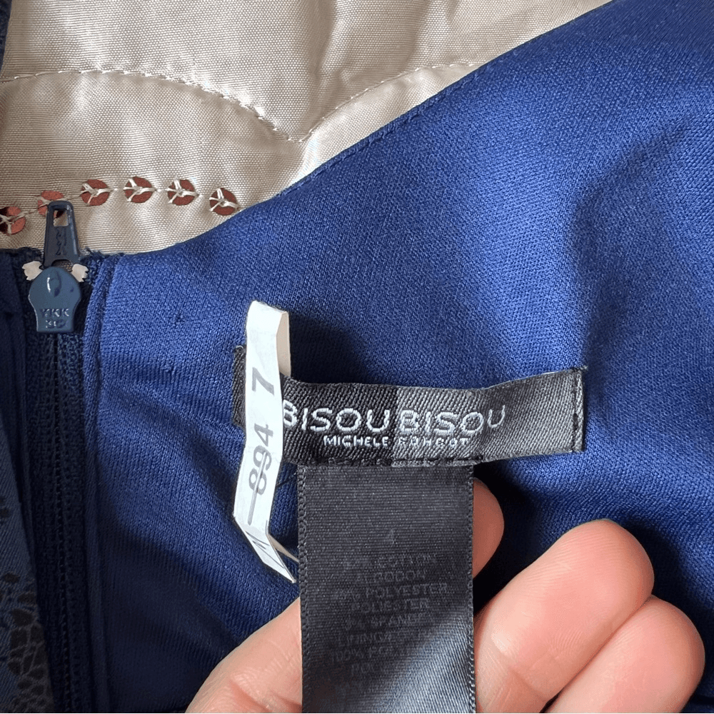 Bisou Bisou Navy Blue Sleeveless Derp V-neck Mini Cocktail Dress Size 4