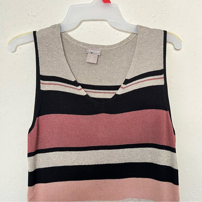 Chico’s Knit V-neck Sleeveless Striped Tank Top Size 0/Small