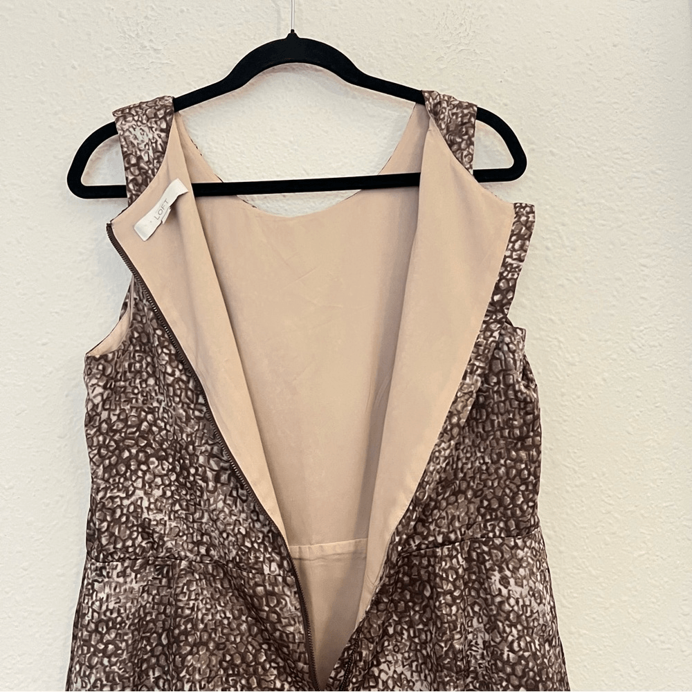 Ann Taylor LOFT Sleeveless Ruffle Printed Sheath Dress Size 14