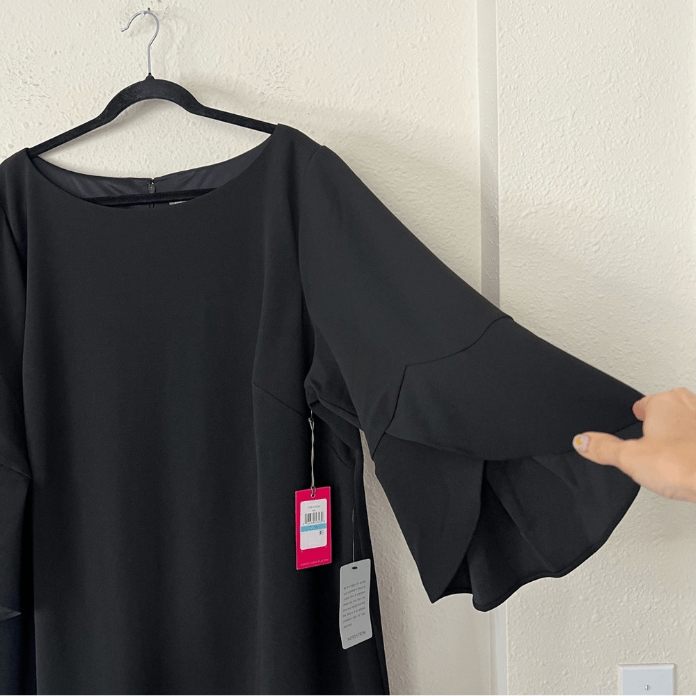 Vince Camuto Black Ruffle Tulip Sleeve Mini Shift Dress NEW Plus Size 20W