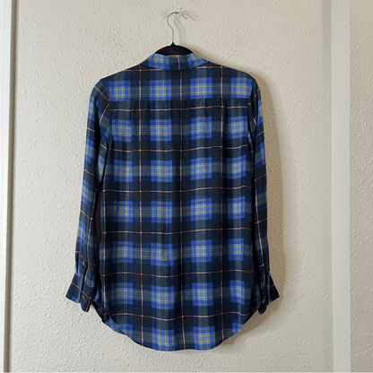 Equipment Femme Reese Plaid Silk Button Down Shirt Size XS