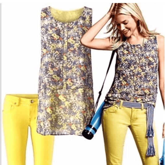 Cabi Positano Floral Print Tiered Tunic Blouse Top Size XS