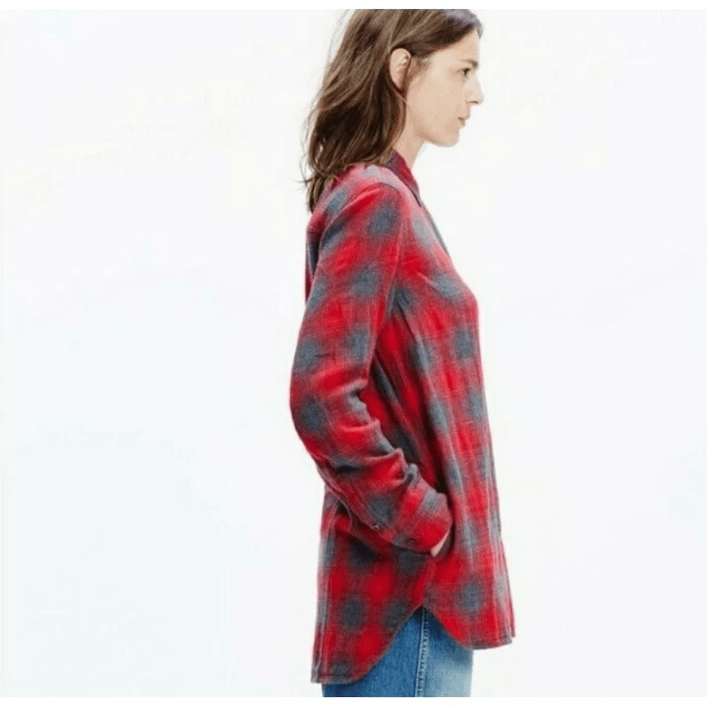 Madewell Ex-Boyfriend Plaid Flannel Button Down Shirt Long Sleeve Sz Small