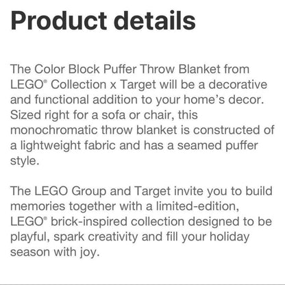 LEGO Collection x TARGET Color Block Puffer Throw Blanket