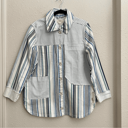 Anthropologie Maeve Striped Button Down Shacket Shirt Jacket NEW Size Medium