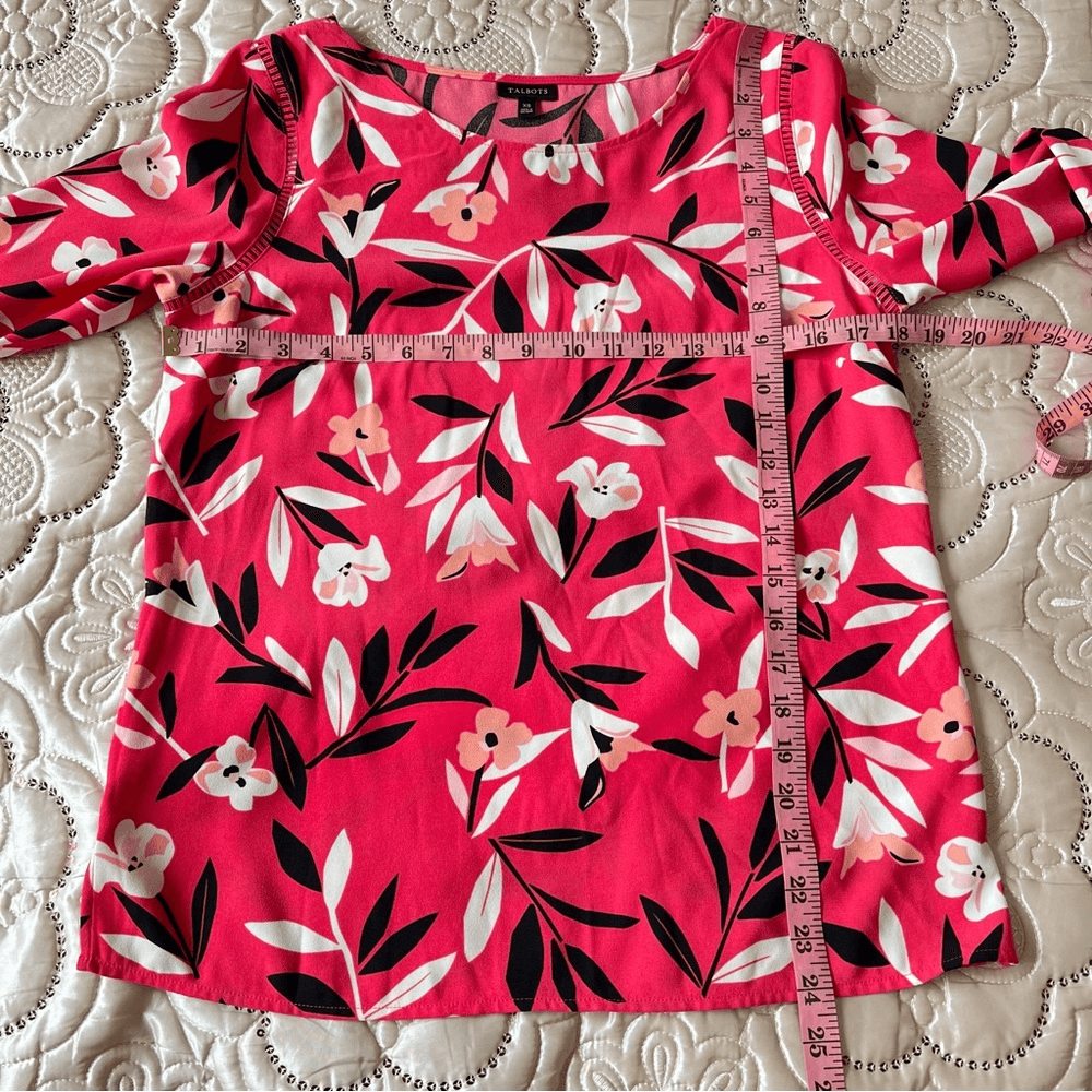 Talbots Pink Floral 3/4 Bell Sleeves Blouse Size XS
