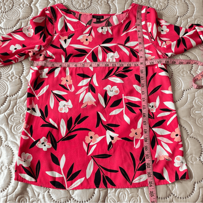 Talbots Pink Floral 3/4 Bell Sleeves Blouse Size XS