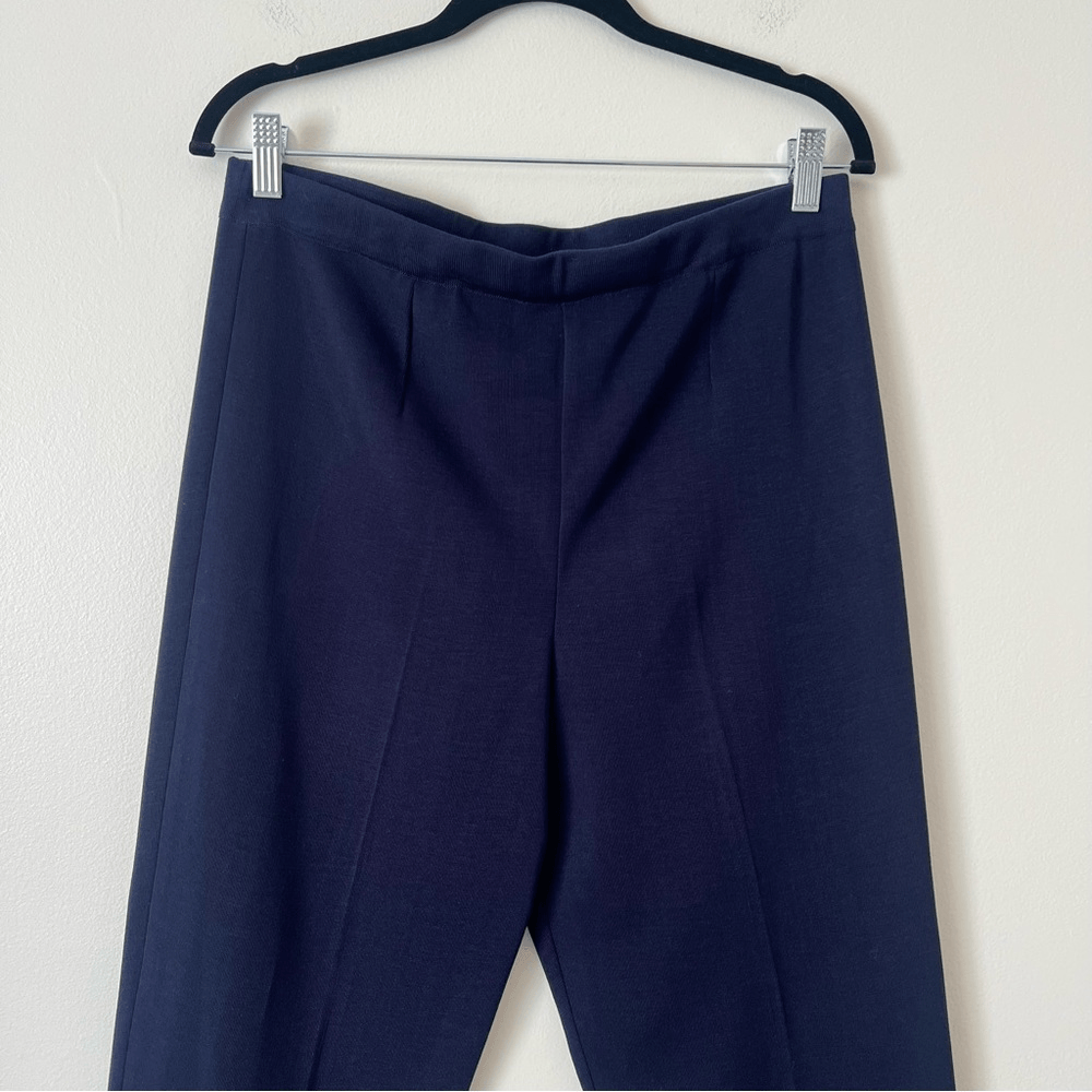 Ming Wang Straight Leg Knit Pull on Pants Navy Blue Size Large Petite