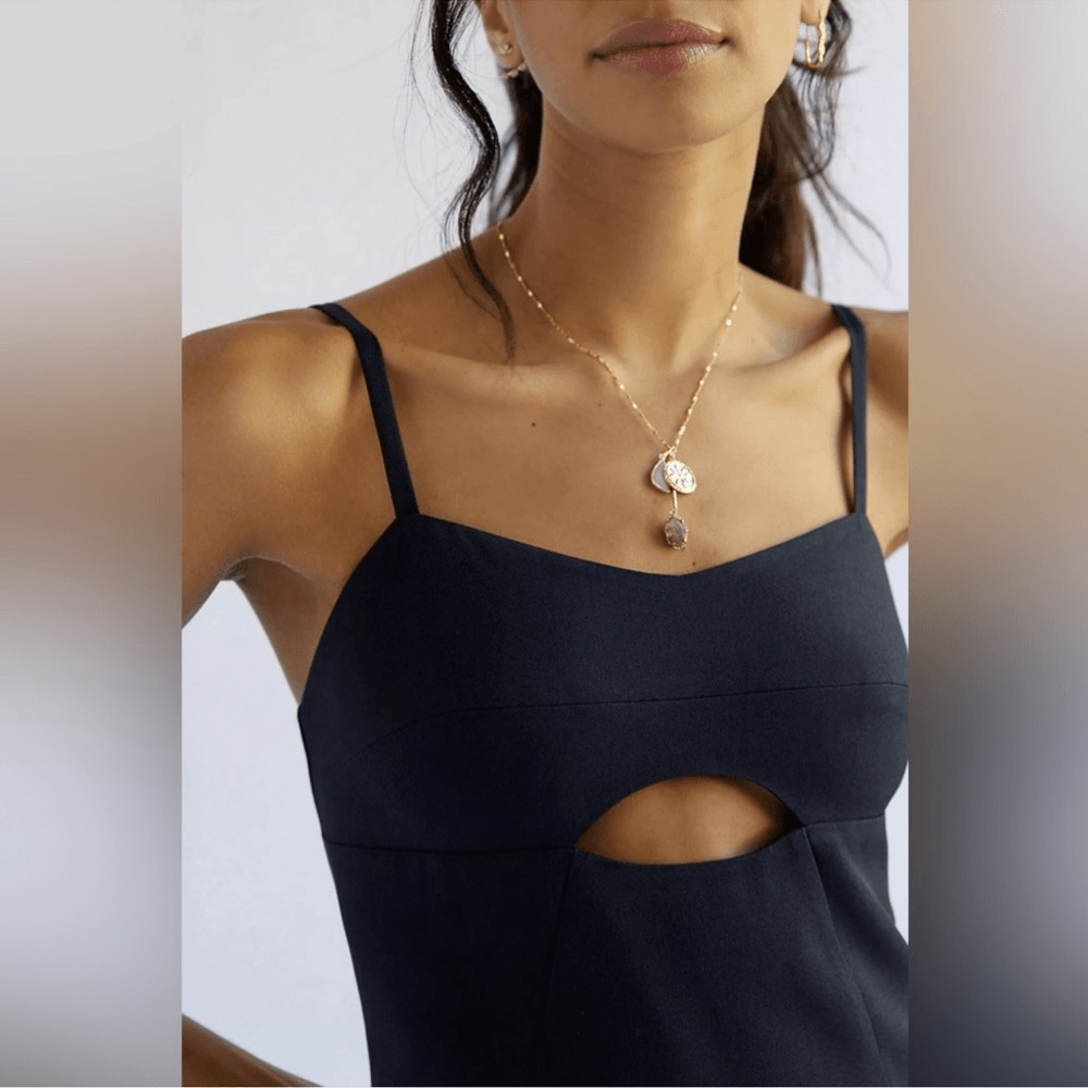 Anthropologie Mare Mare Cut-Out Shift Navy Mini Dress NEW Size Small