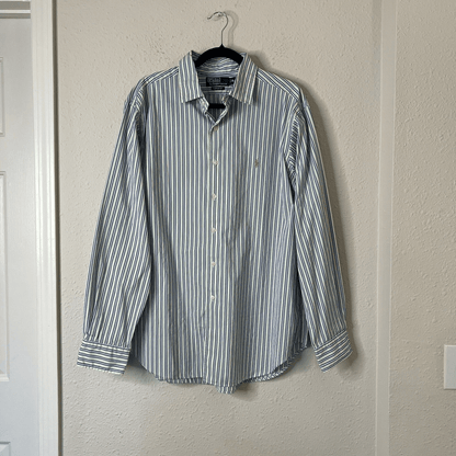 Polo Ralph Lauren GREEN/BLUE/WHITE STRIPED Classic Fit  Button Down Shirts