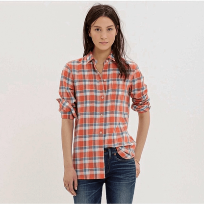 Madewell Ex-Boyfriend Plaid Flannel Button Down Shirt Size Small Long Sleeve