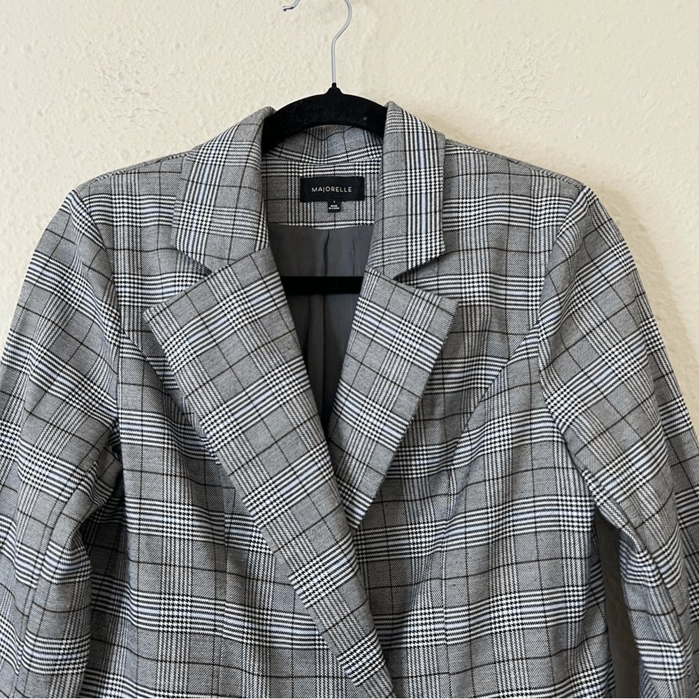 MAJORELLE Rhea Grey Plaid Blazer Size Small