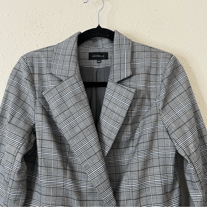 MAJORELLE Rhea Grey Plaid Blazer Size Small