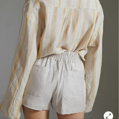 Anthropologie Maeve Linen A-Line Shorts in Stone NEW Size XL