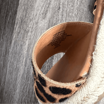 New J Crew Leopard Calfhair Wedge Espadrilles NWOT Size 7,5