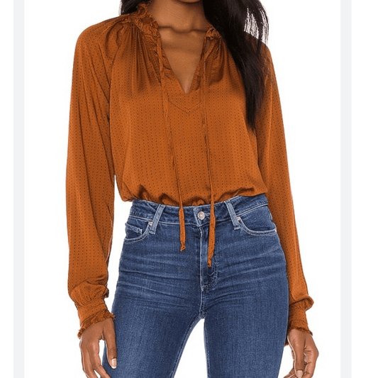 Cloth & Stone Ruffle Long Sleeve Blouse Size Small Dotted