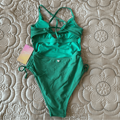 Stoney Clover Lane x Target V-Neck Textured Cheeky High-Leg One Piece Swimsuit S