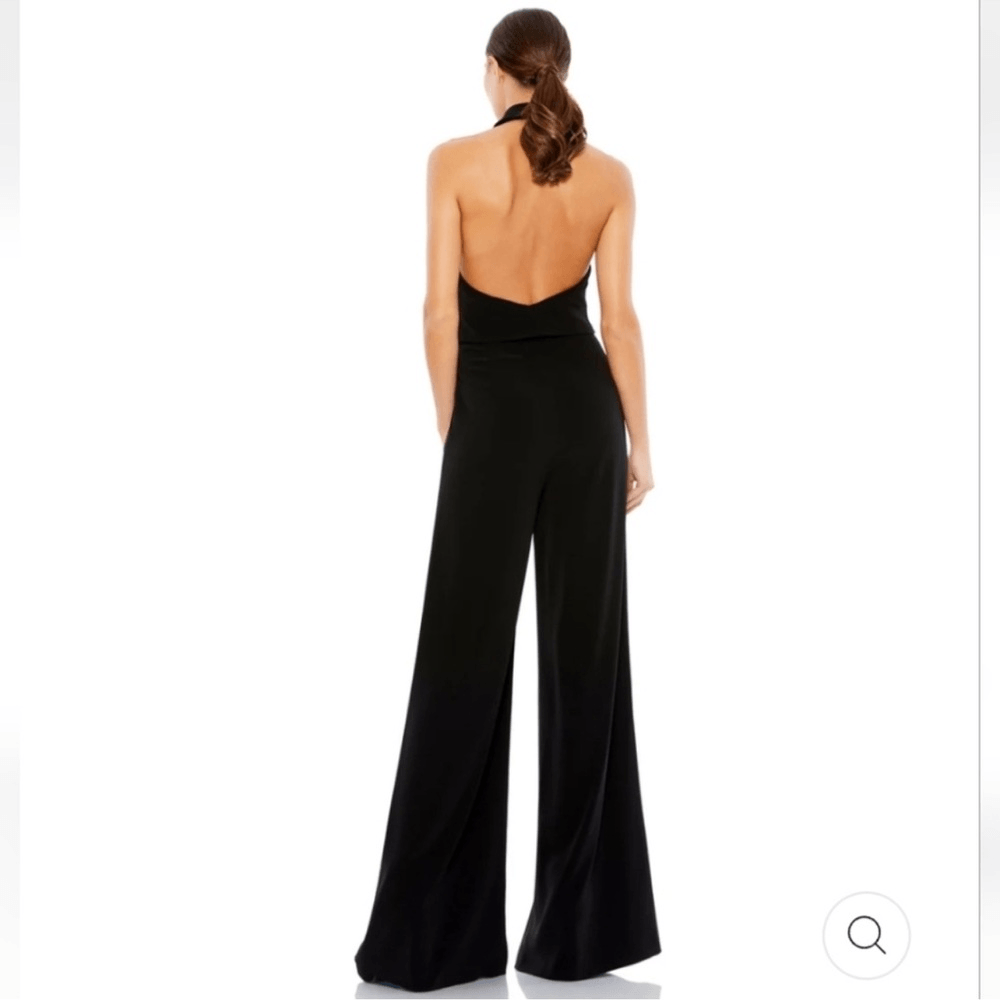 Mac Duggal Black Tuxedo Halter Jumpsuit NEW Size 6 Formal Elegant