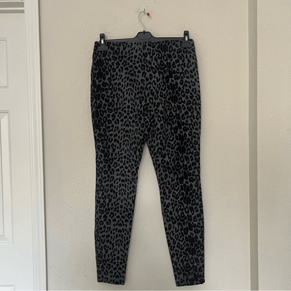 Boston Proper Leopard Animal Print Ponte Pull on Pants Size Medium Gray Black