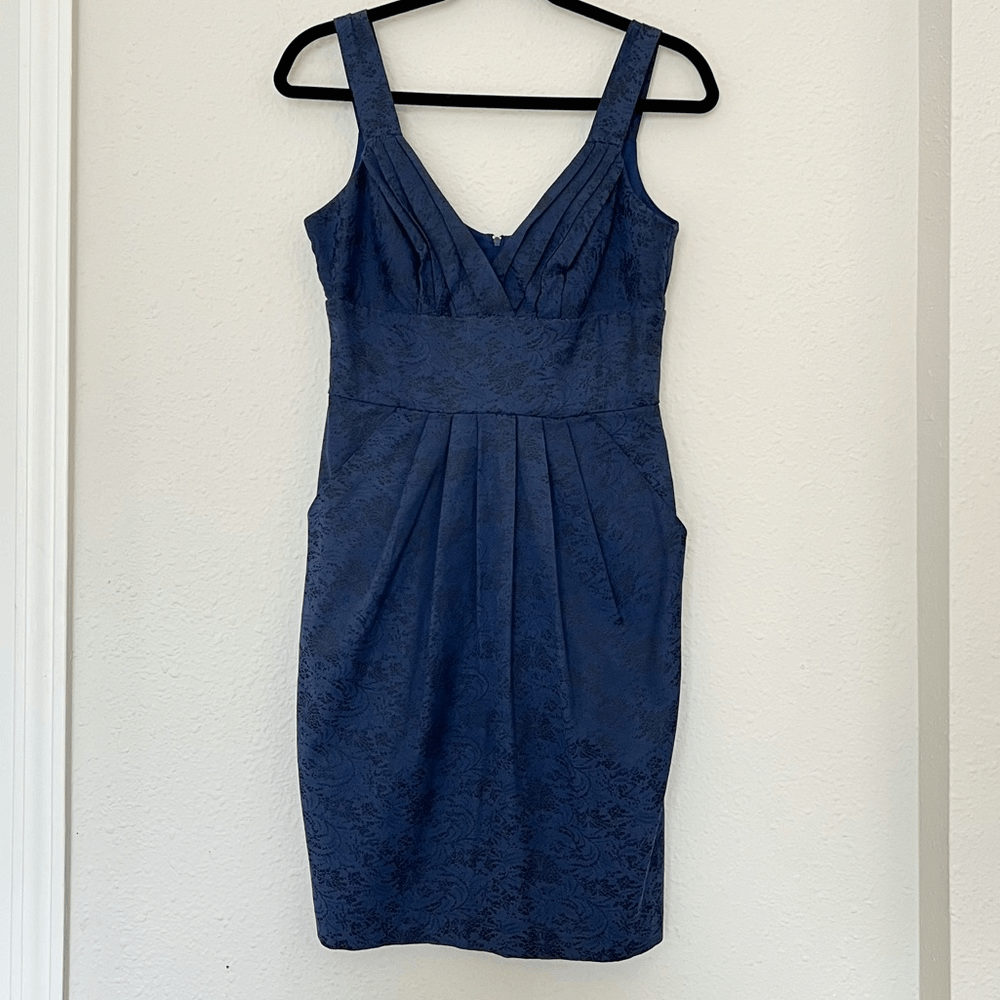 Bisou Bisou Navy Blue Sleeveless Derp V-neck Mini Cocktail Dress Size 4