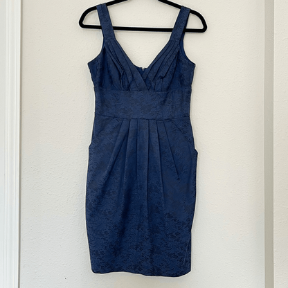 Bisou Bisou Navy Blue Sleeveless Derp V-neck Mini Cocktail Dress Size 4