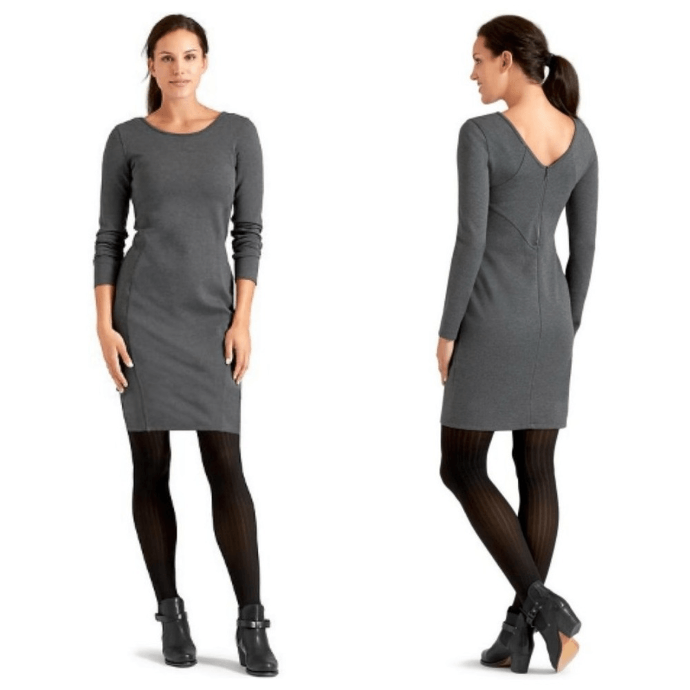 Athleta Illusion Ponte Knit Long Sleeve Dress Size Large in Gray