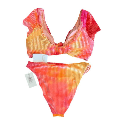 Dippin Daisys Tie Dye Bikini Set XL Seashore Bottom Vision Top NEW Pink Orange