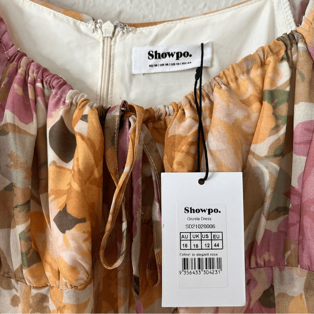 Showpo Floral Grizela Mini Dress NEW Size 12 Pink Long Sleeves