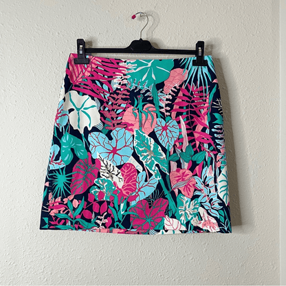 Talbots Jungle Botanical Pencil Mini Skirt Size 10 Petites Floral Tropical