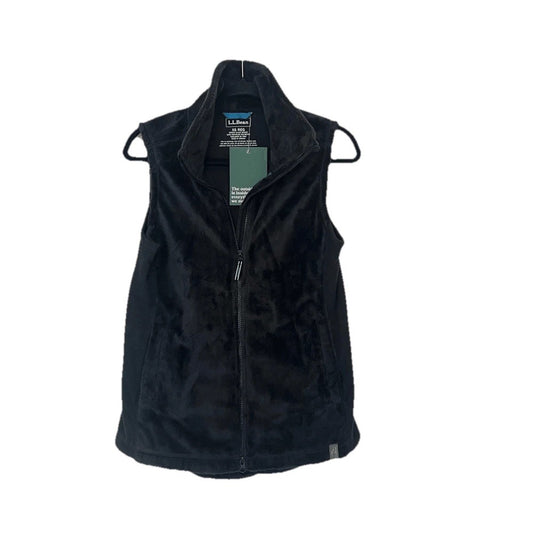 L.L. Bean Luxe Fleece Long Vest in Black NEW Size XS