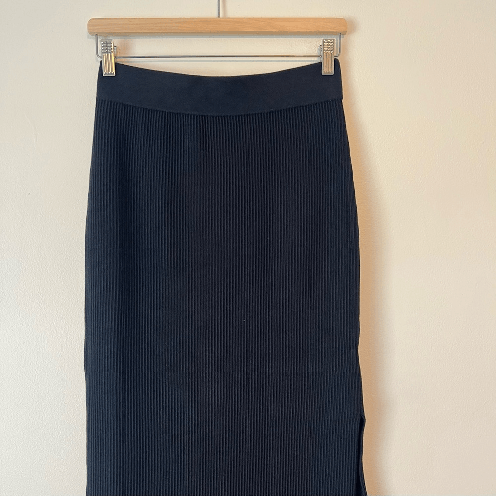The Drop Tyler Ribbed Black Maxi Knit Skirt NEW Size Small