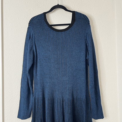 Lane Bryant Stretch Ribbed Knit Long Sleeves Sweater Dress Size 26/28 Blue Black
