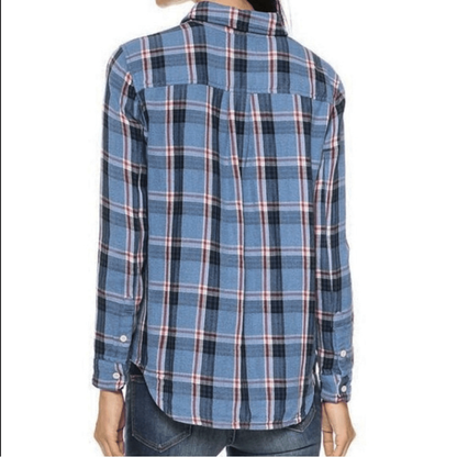 Madewell Flannel Plaid Button Down Shirt Size Small Long Sleeve in Blue
