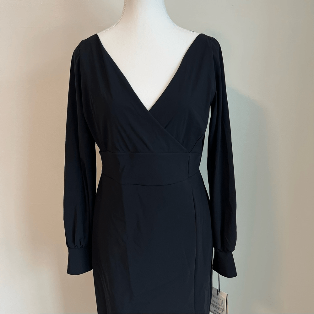 Chiara Boni La Petite Robe Iza Black Dress NEW Size 14 Long Sleeve Formal