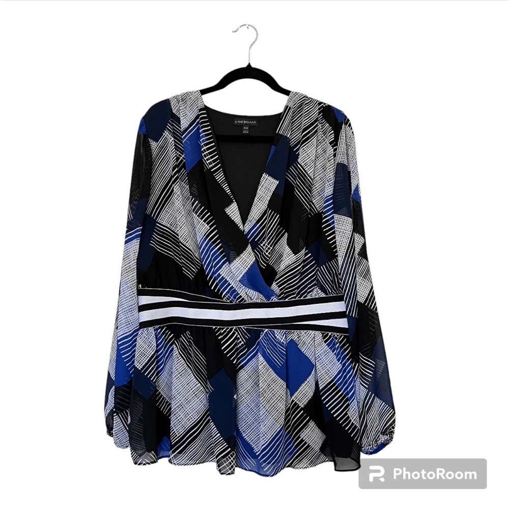 LANE BRYANT V-neck Long Sheer Sleeve Blouse Size 18/20