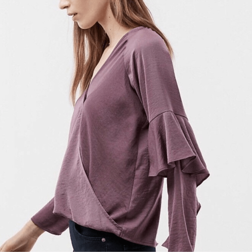 Express Ruffle Sleeved Surplice Blouse Size Small