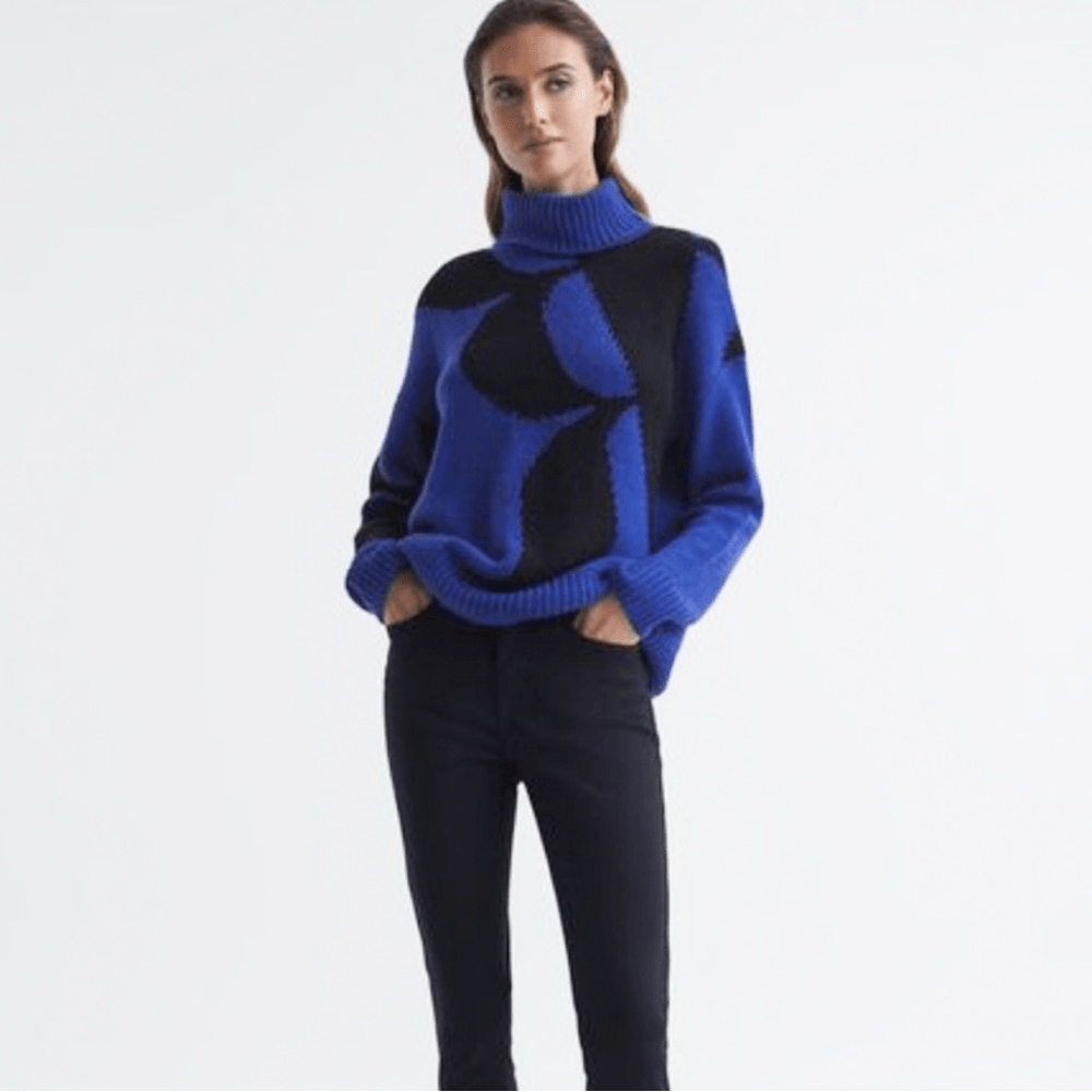 Reiss Brittany Wool Cashmere Turtleneck Sweater Size Small Chunky Knit