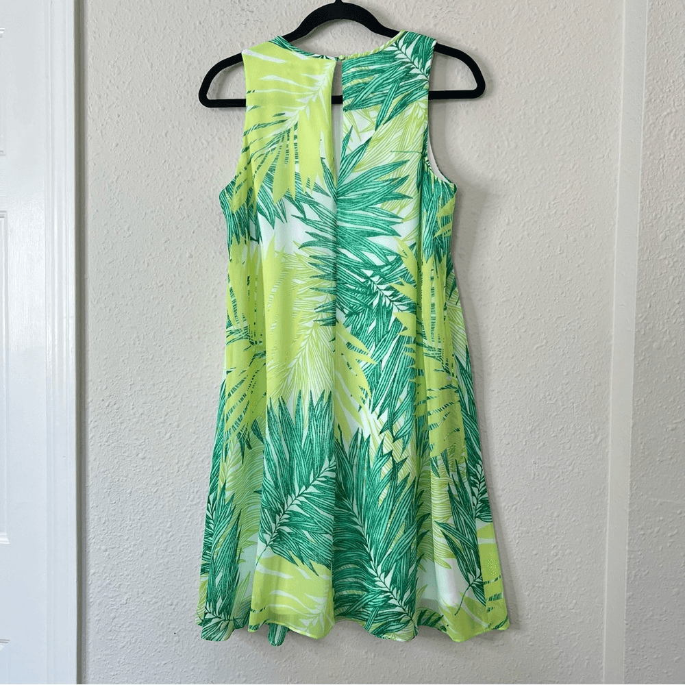 Calvin Klein Tropical Palm Leaf Swing Trapeze Dress Size 8